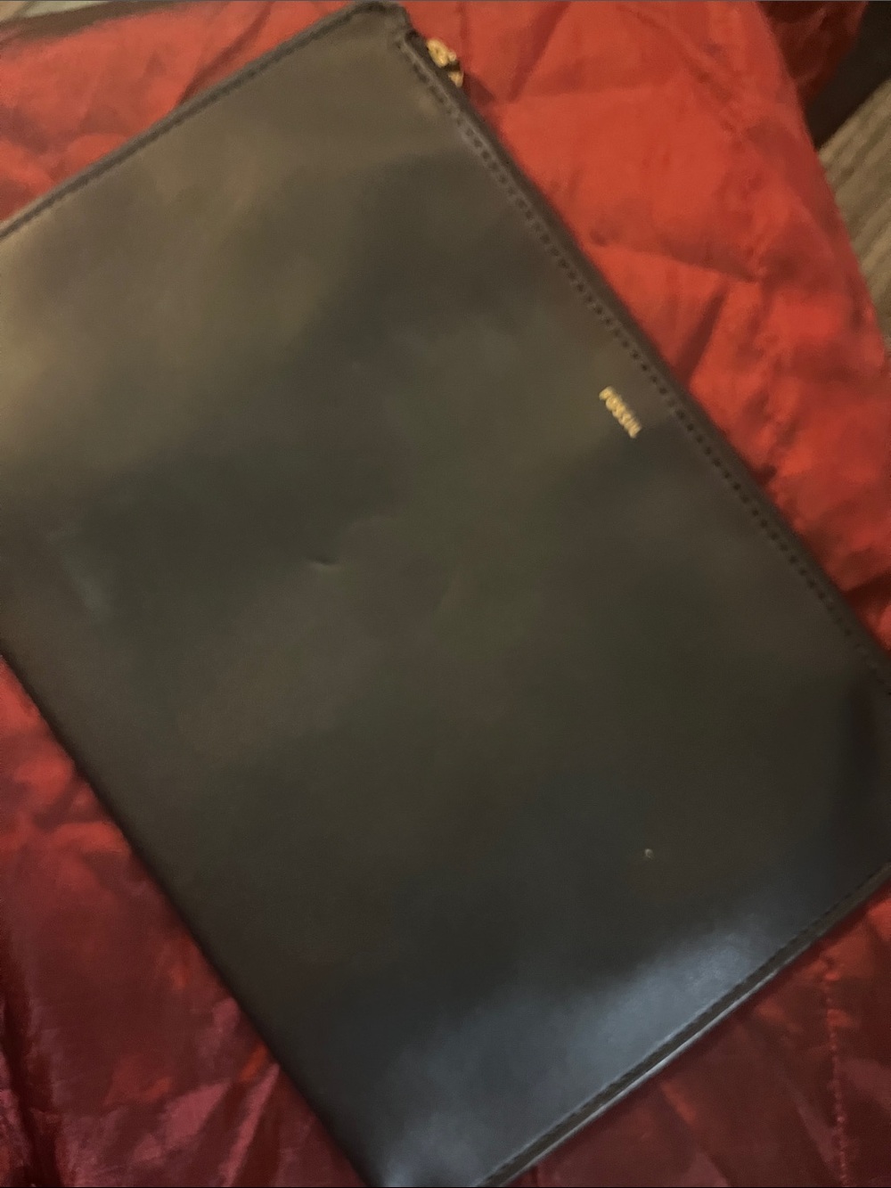 Woman’s Fossil Clutch minimalist pouch Leather with Gold 17